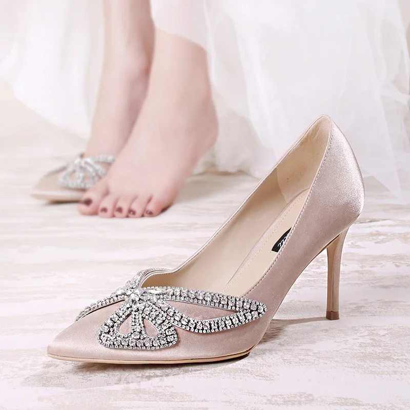 Свадебные туфли Xiuhe для женщин Новый Феникс кристалл Бабочка 6 см 8 выше каблука
