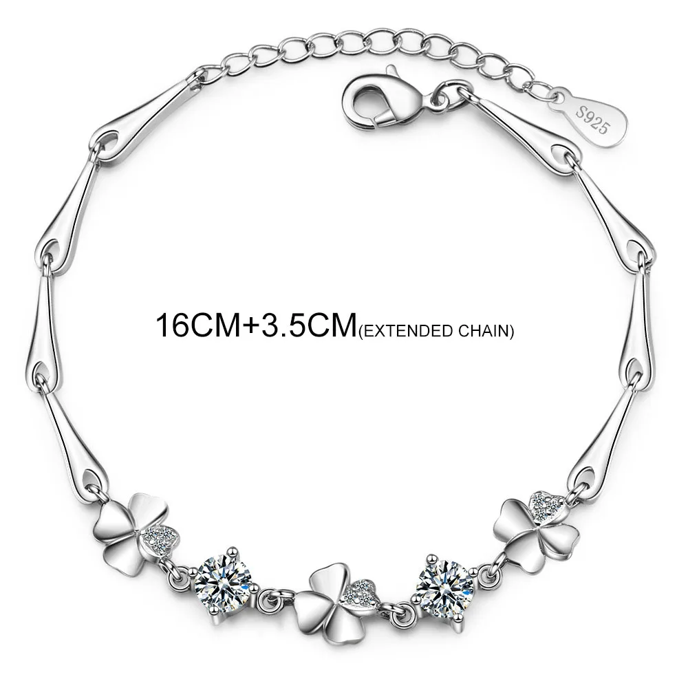 Женские браслеты с кристаллами MEETSOFT модные серебристые маленьким клевером