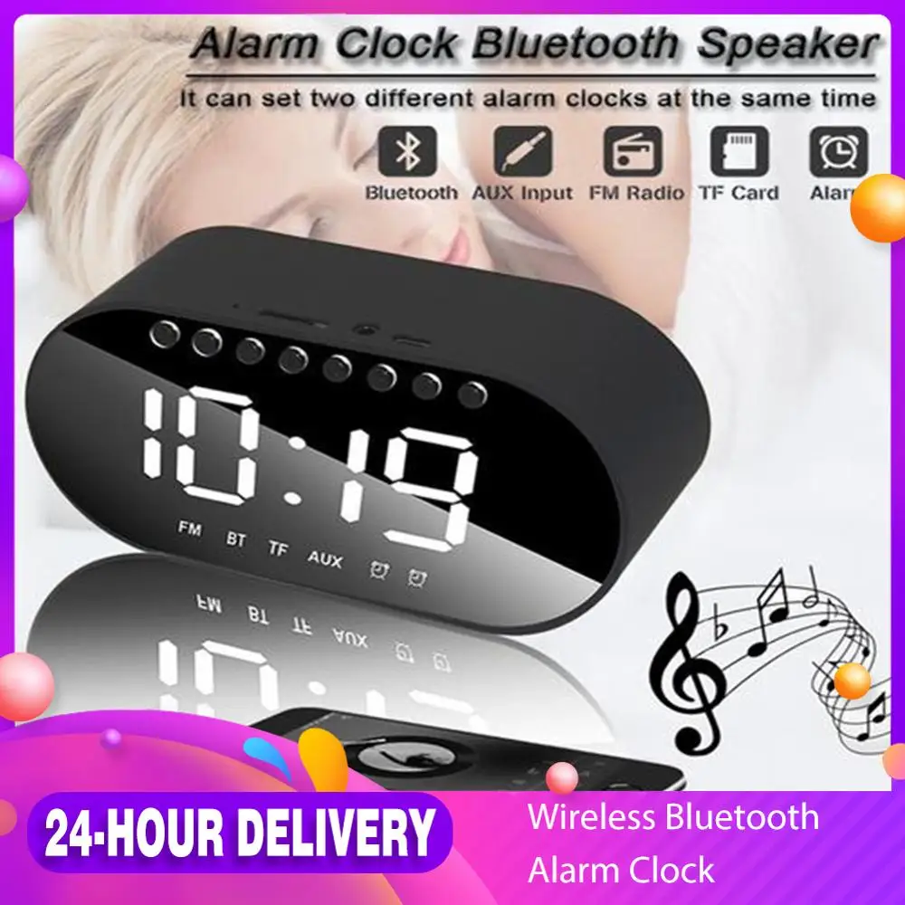 Будильник радио домашние цифровые часы беспроводные Bluetooth колонки с поддержкой