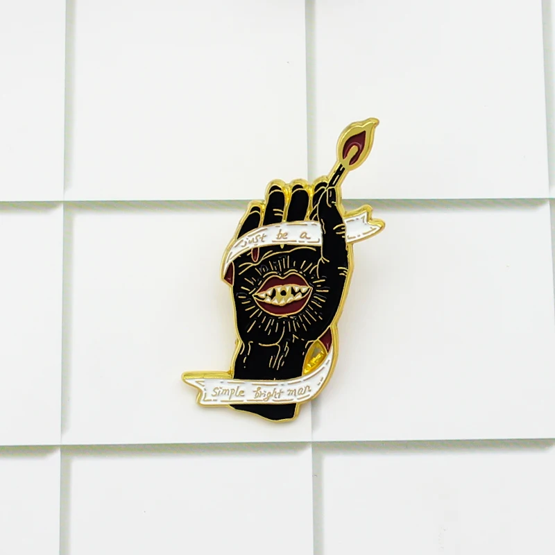 GDHY панк Demon hand Black Forest эмалевая булавка красная Роза черная рука броши для