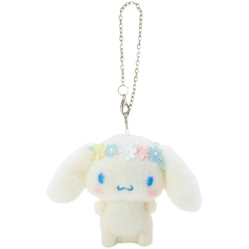

New Kawaii Anime Flower White Dog Plush Keychain Kids Stuffed Toys Small Pendant For Children Gifts 14CM