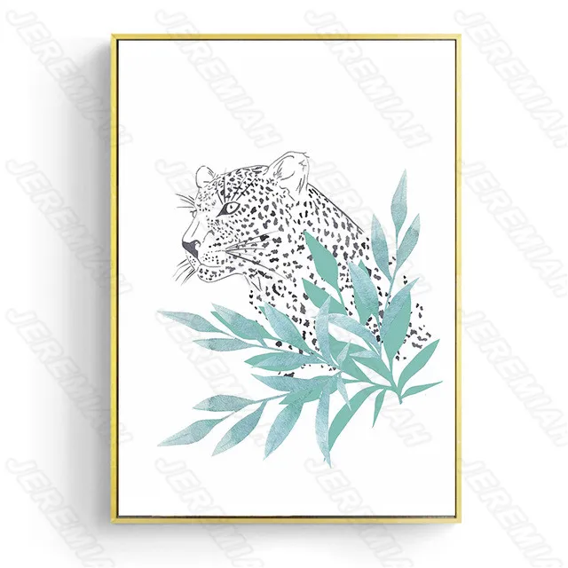 

Leopard and Colorful Flowers Landscape Poster Nordic Style Wall Art Canvas Print Painting Modern Living Room Decoration