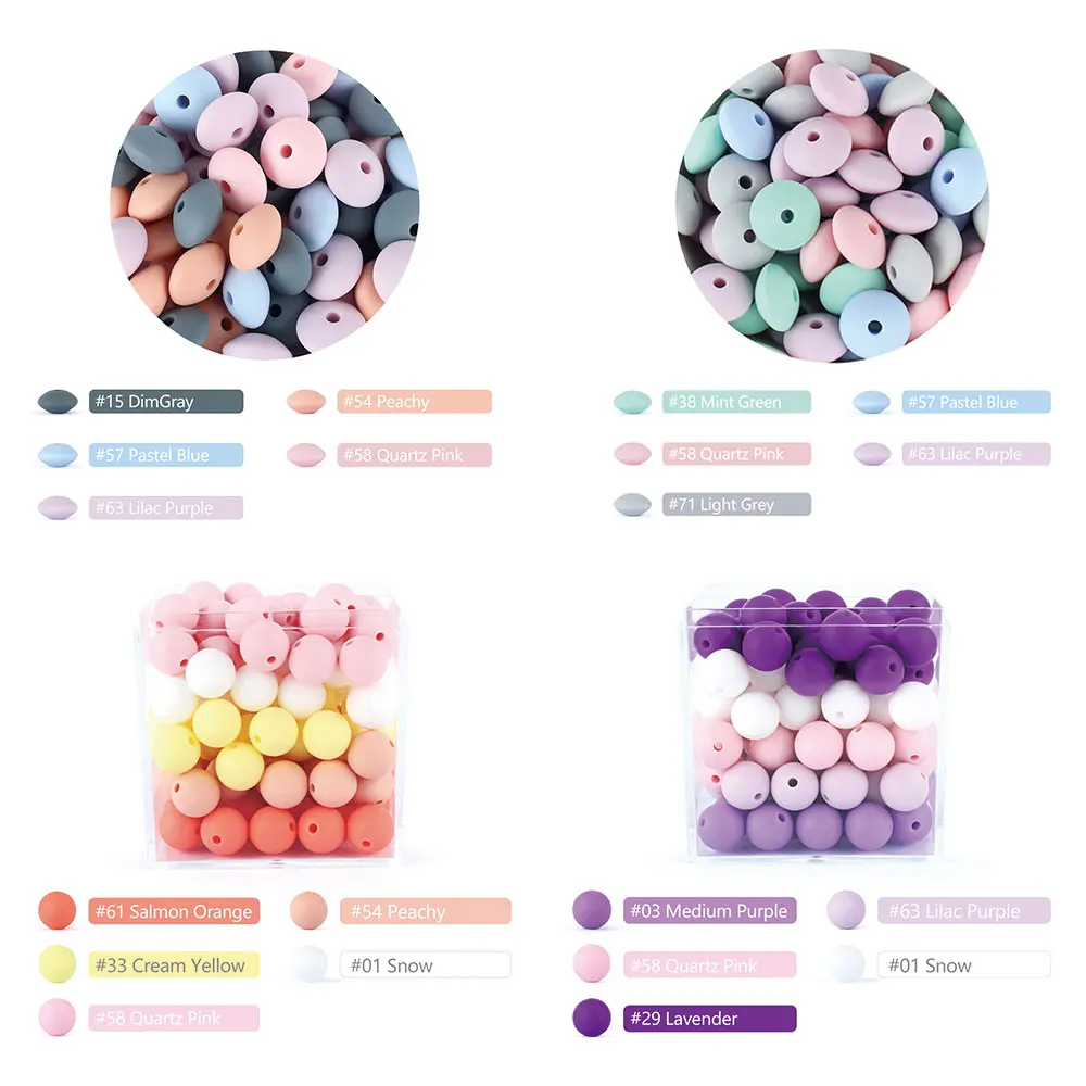 

20pcs Baby Round Lentil Beads Silicone Food Grade Abacus 12mm Baby Teething Bead for Infant Chew Pacifier Chain Bracelet Teether