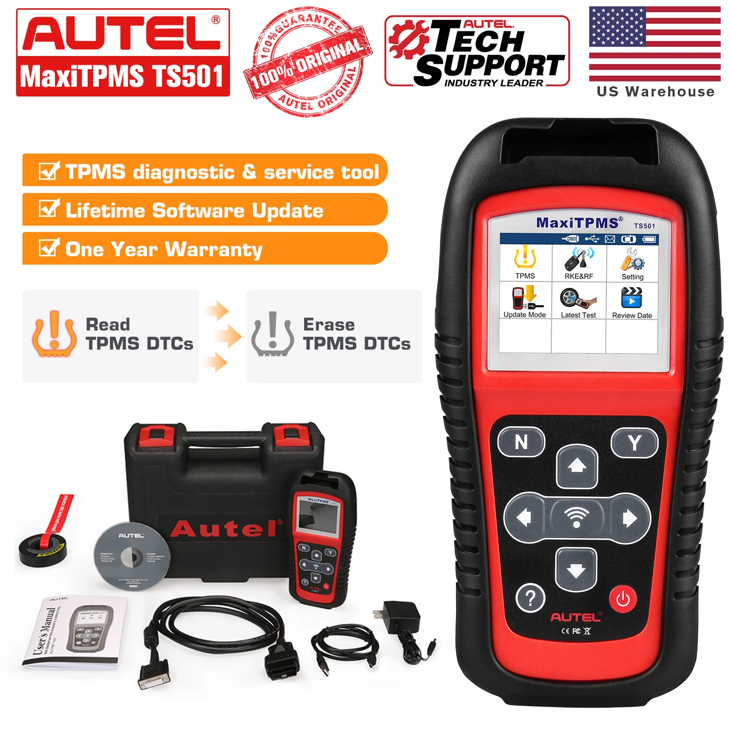 Autel MaxiTPMS TS501 TPMS автомобильный диагностический инструмент активация/переобучение