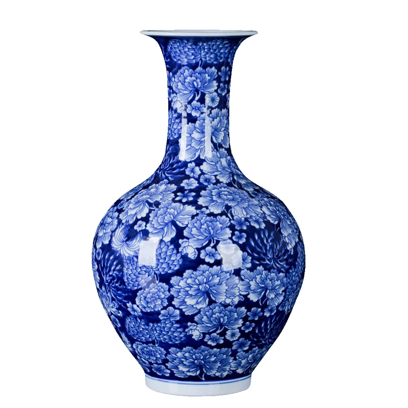 Ваза Jingdezhen Керамическая антикварная ручная роспись сине-белая фарфоровая ваза в