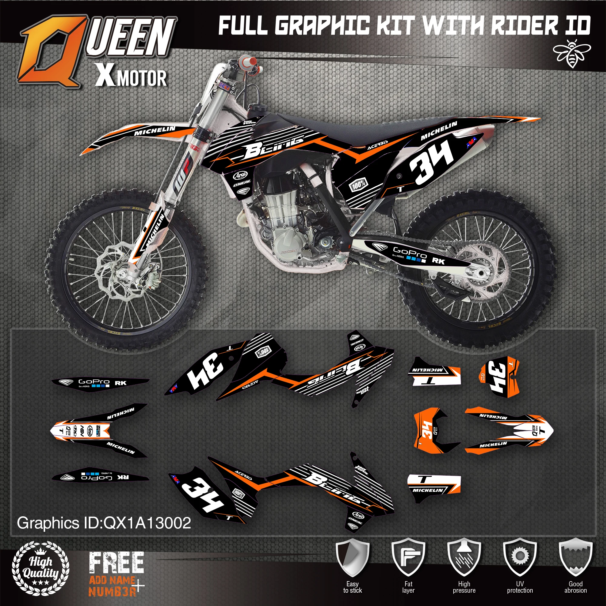 QUEEN X MOTOR Custom Team графические наклейки Набор наклеек для KTM 2013 2014 2015 SX SXF 2016 EXC Φ 002 |