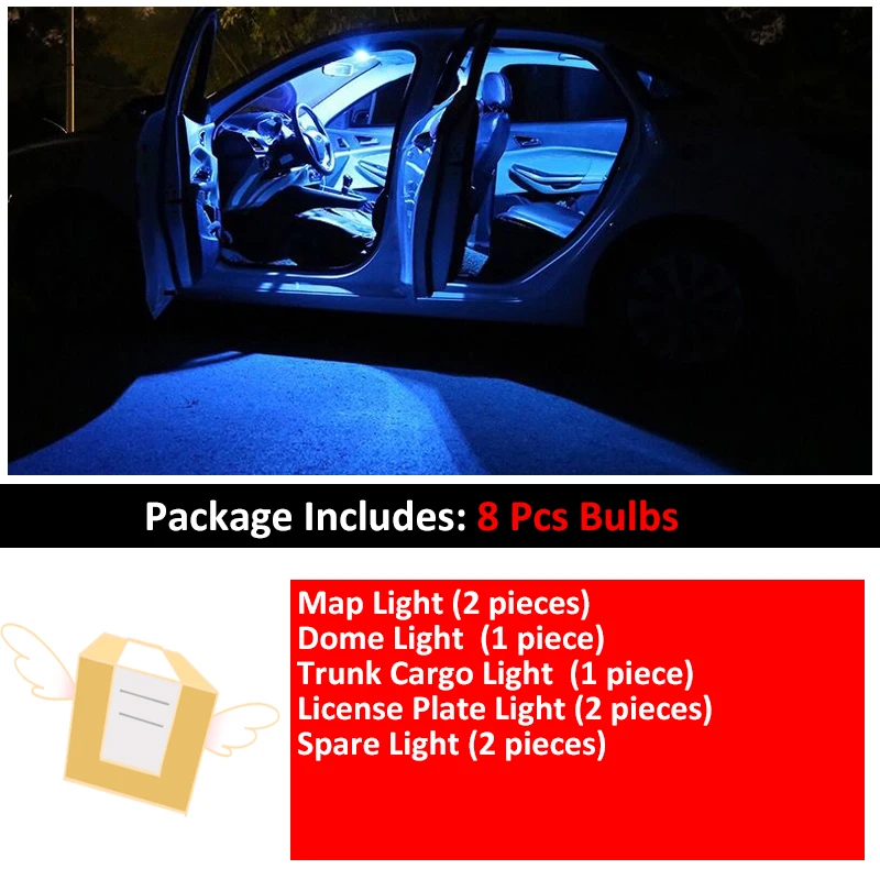 Белые светодиодный лампы для салона автомобиля 8 шт. посылка комплект Toyota Yaris