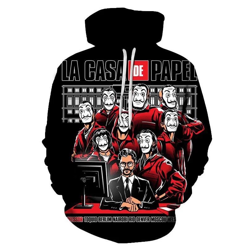 Толстовка La casa de papel Мужская свитшот уличная одежда повседневный модный
