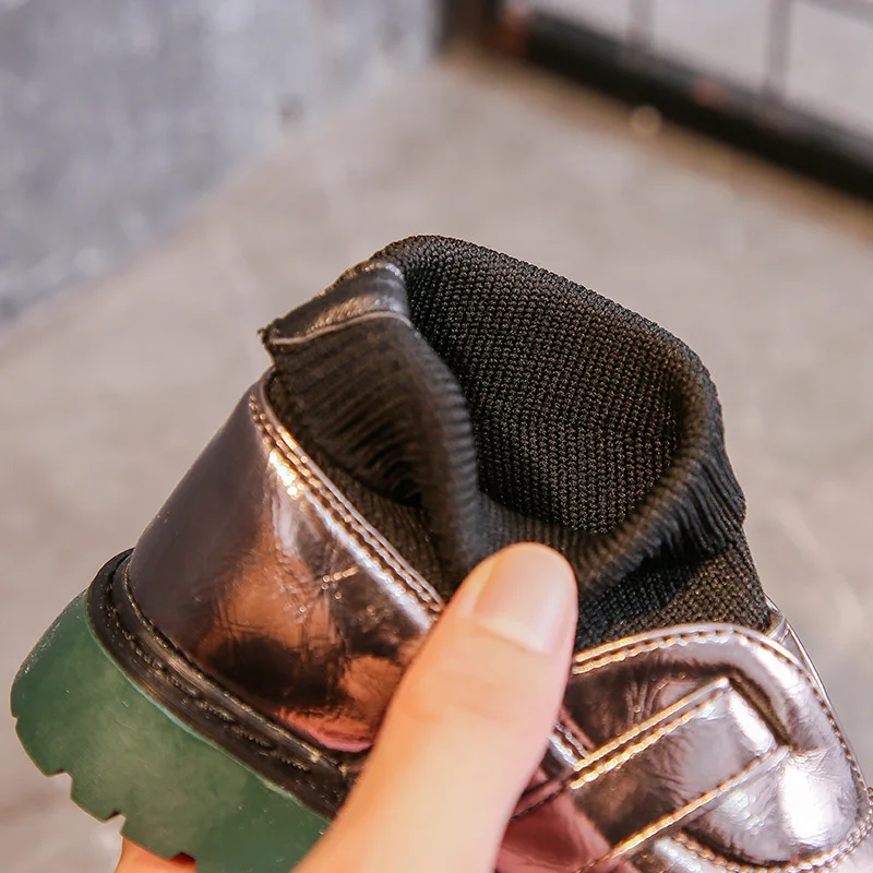 

Girls Martin Boots 2020 Winter Children Boots British Style Kids Short Knitted Boots Comfortable Soft Bottom Student Shoes