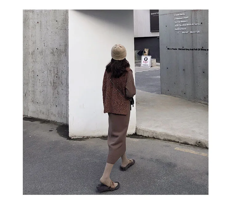Turtleneck Cashmere Knitted Sweater Dress Women Autumn Spring Noodles Elastic Long Sleeve thick Pullover Winter Dress