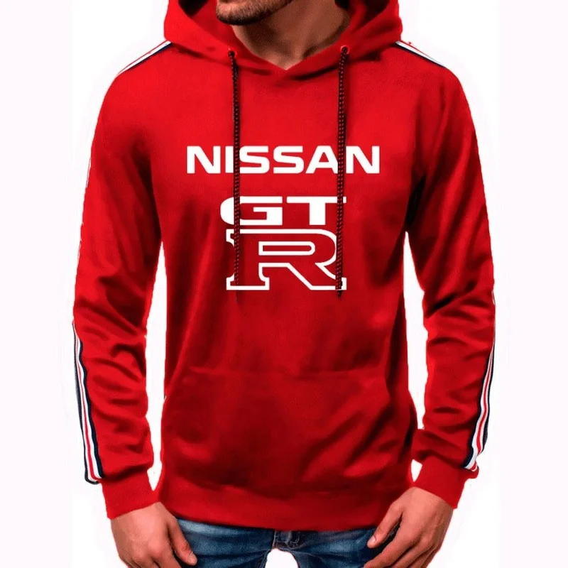 

spring autumn Men's Hoodie GTR Car Logo Printed high quality Casual cotton Harajuku Solid color stripe Men's sweatshirt