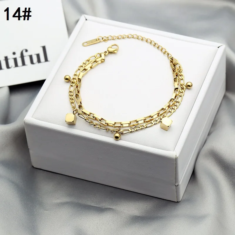 

Gold Color Titanium Steel Geometric Round Pendant Women Bracelet on Hand Female Trends Jewelry 2020 Charm Bracelets YBR188