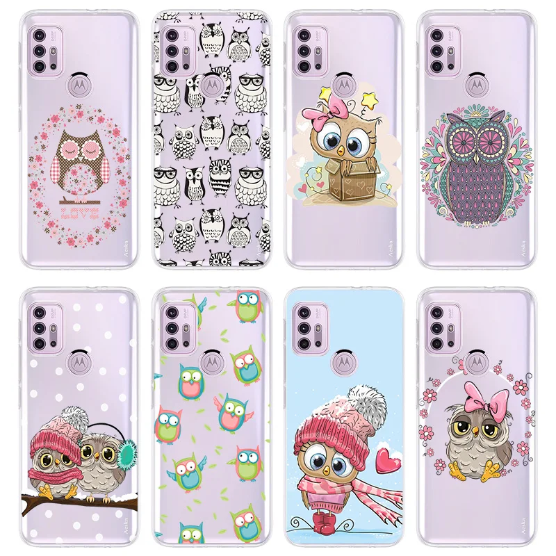 clear phone case for motorola moto g30 e7 e20 e40 g40 fusion g 5g plus g9 play g20 g50 g60 e7 plus power cartoon cute owl cover free global shipping