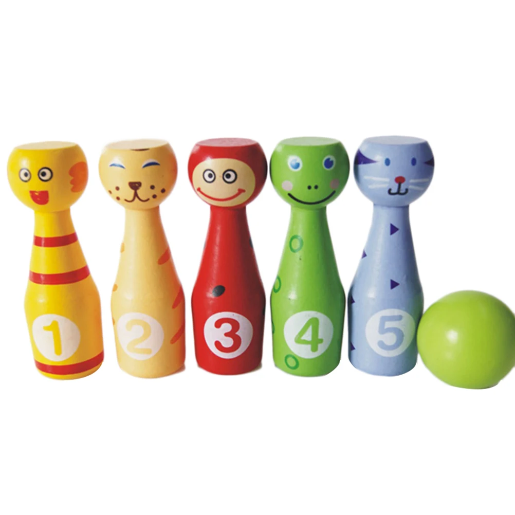 Мультфильм Деревянный Боулинг с 10 заколки животными 3 шары набор игрушек для