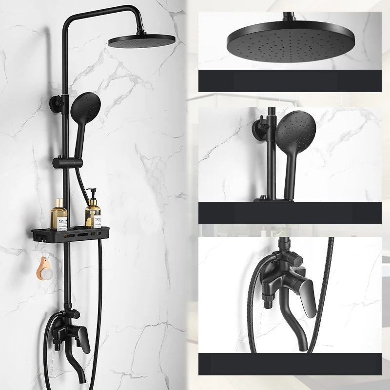 Душевой набор из латуни для ванной комнаты с Черной головкой смеситель ванны