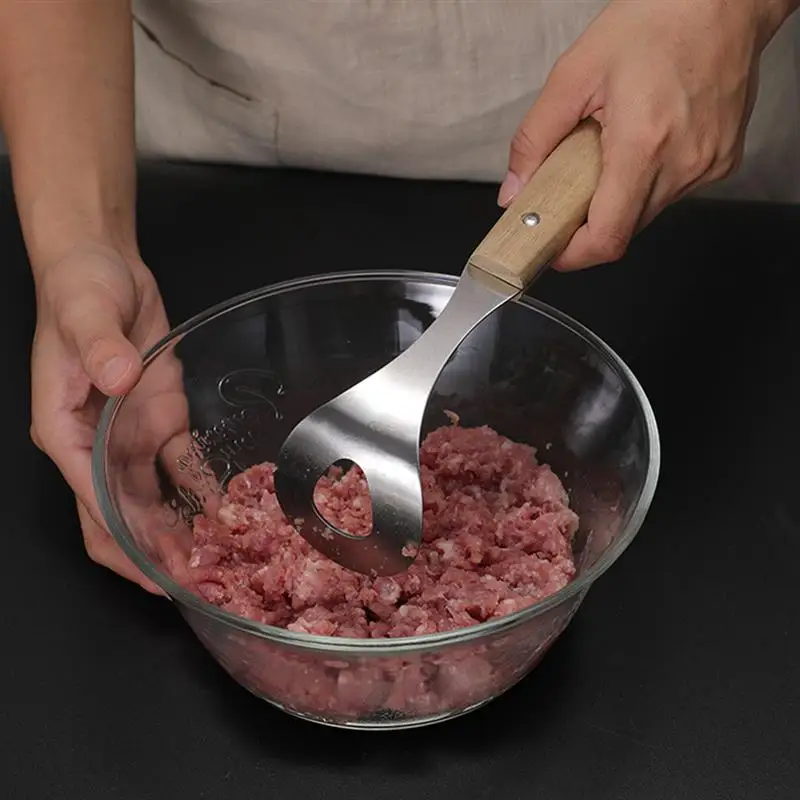 

2pcs Stainless Steel Meatball Spoon With Non-Slip Wood Handle Meat Baller Utensil For Cooking Kitchen Tools Meatball Maker