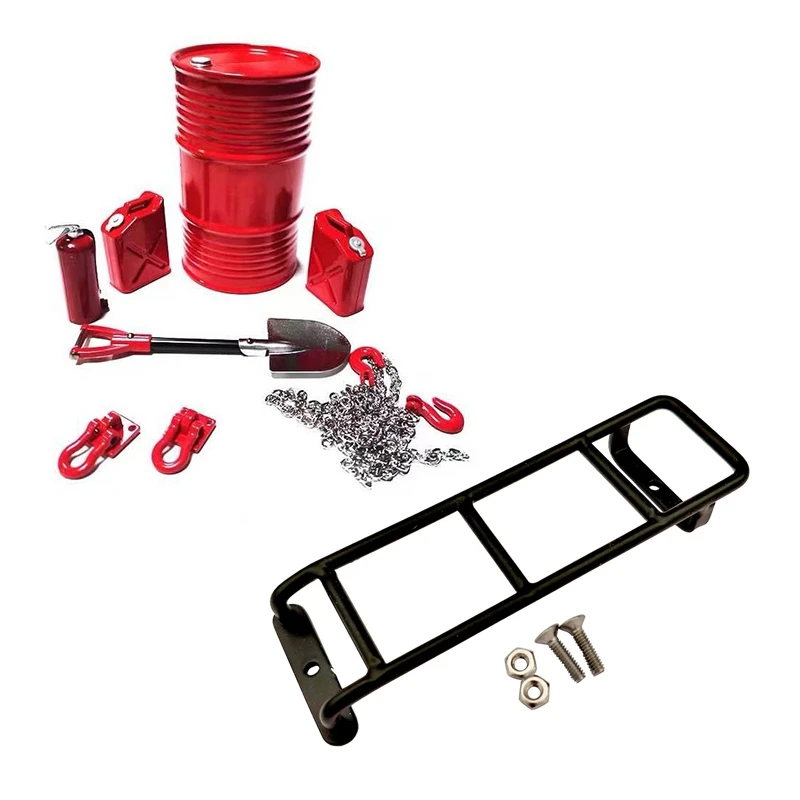 

1X Metal Straight Ladder Mini Stairs For TRX-4 RC4WD D90 D110 & 8Pcs/Set Simulated Decoration Tow Hook Oil Tank Shovel