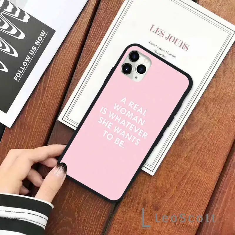 

Girl Boss Pink Women power text slogan Phone Case for iPhone 11 12 pro XS MAX 8 7 6 6S Plus X 5S SE 2020 XR Soft silicone