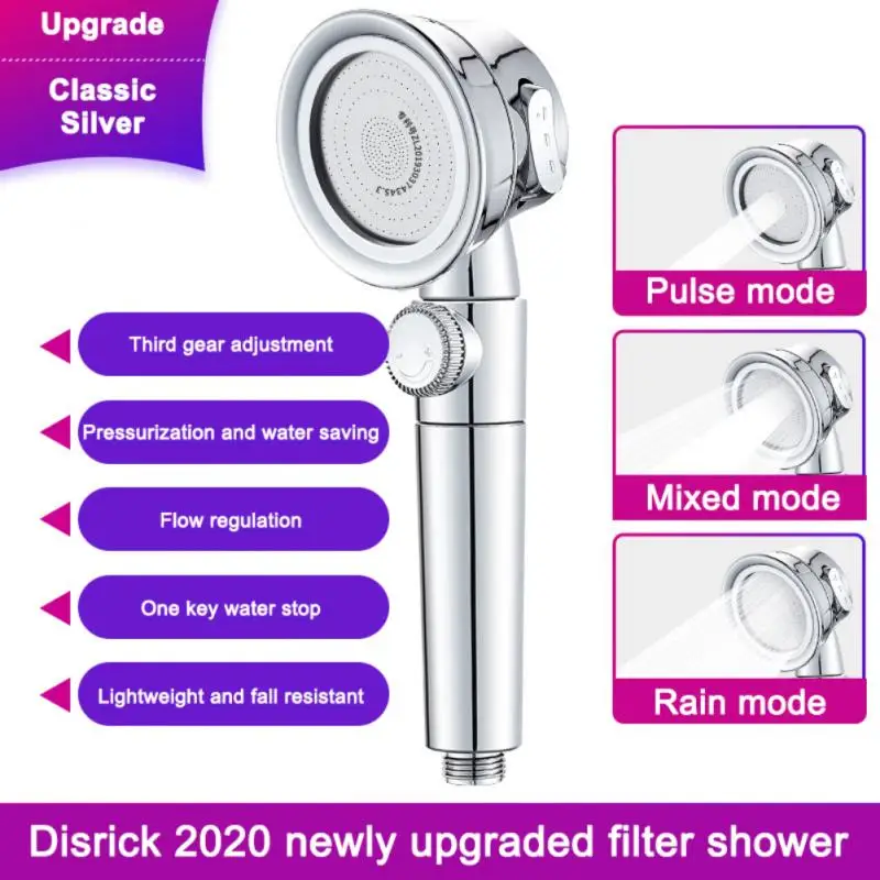

New High Pressure Handheld Shower Head Rain Spray Nozzle Water Saving 3 Modes Universal Bath Filter Bathroom Accessories