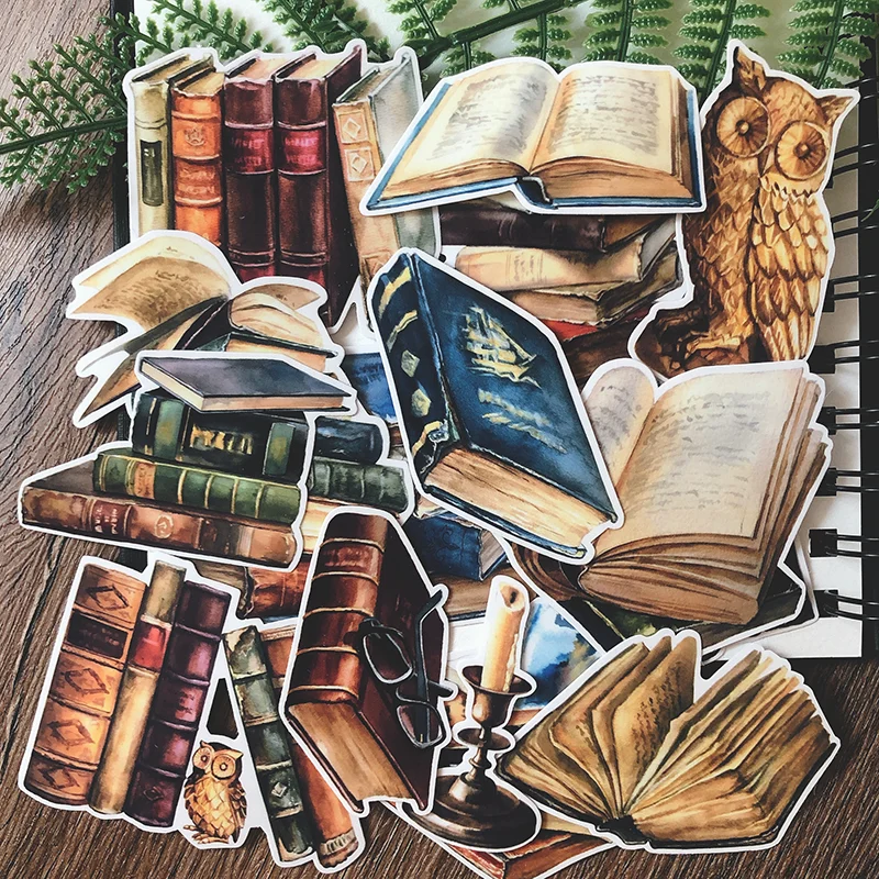 

Vintage Library Books Stickers Travel Junkl Journal Craft Paper Scrapbooking Craft Diary Album TN Decorative