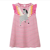 jumping meters unicorn stripe girls casual dresses for summer baby animals applique kids stripe cotton costume toddler dress