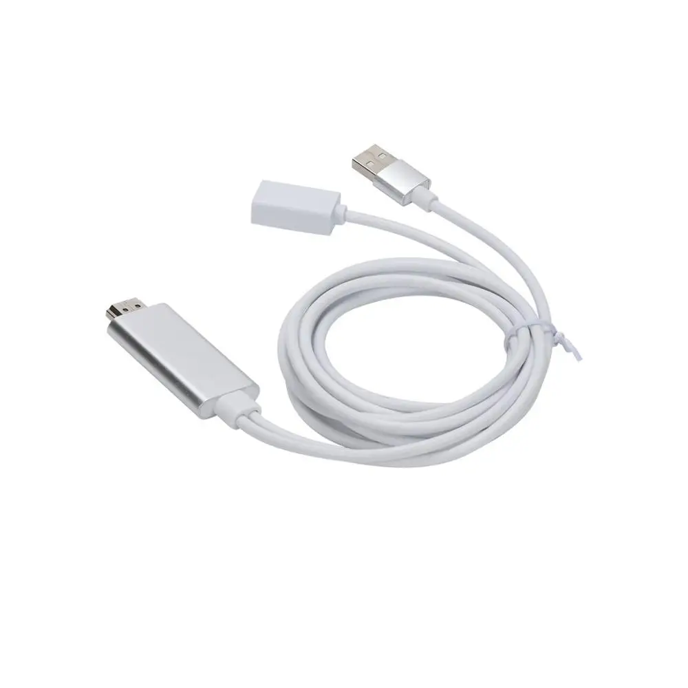 Кабель преобразователь HDTV для iPhone iPad Android на HDMI ТВ адаптер с USB портом питания