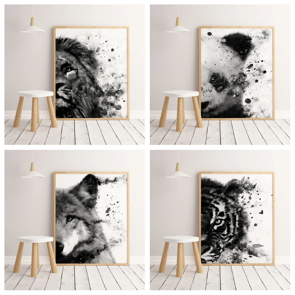 HD лев тигр Акварель Высокое качество Холст Картина маслом высокое украшение дома