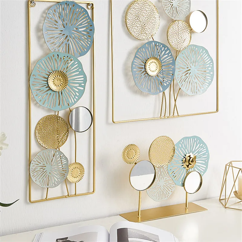 

WU CHEN LONG Nordic Light Luxury Modern Home Decor Wrought Iron Mirror Ornaments Metal Abstract Living Room Art Crafts A2656