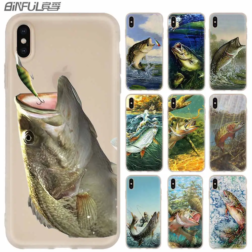 Мягкий чехол для iPhone 12 11 Pro X XS Max XR 8 7 6 Plus 5s SE 2020 S 1 мини Чехол рыболовное снаряжение