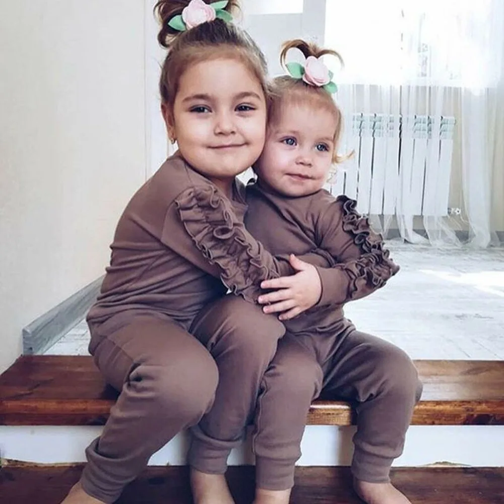 2 шт./компл. одежда для маленьких девочек Женский Топ с длинным рукавом + леггинсы