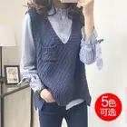 Женский трикотажный жилет, Свободный Асимметричный жилет с V-образным вырезом, осень размера плюс