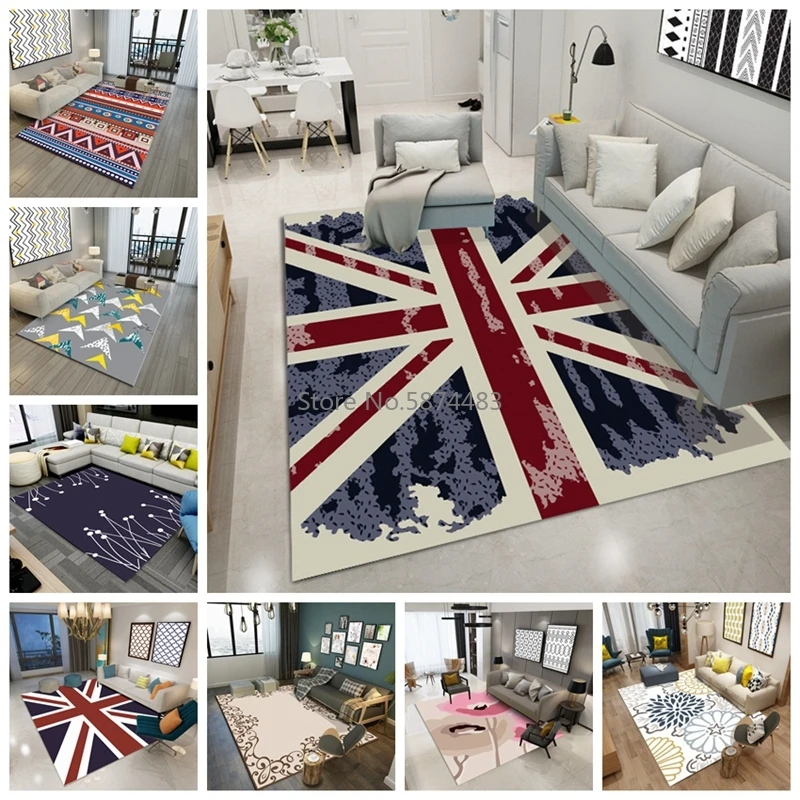 Напольный ковер с геометрическим изображением Лондона большие размеры для
