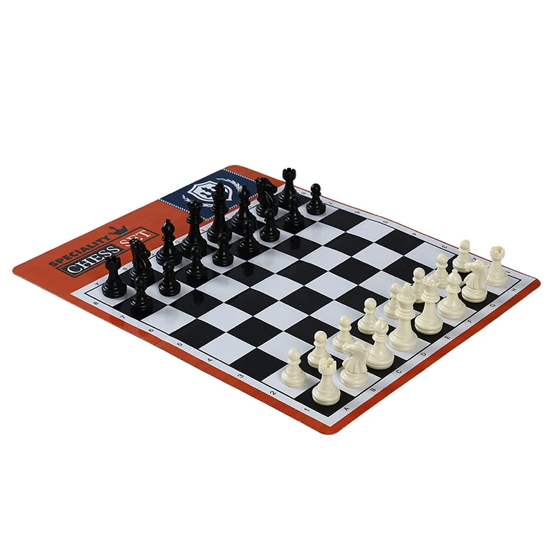 

New High Quality Exquisite Standard Solid Plastic Chess Set Portable Leather Chess Board Children Gift Puzzle Games