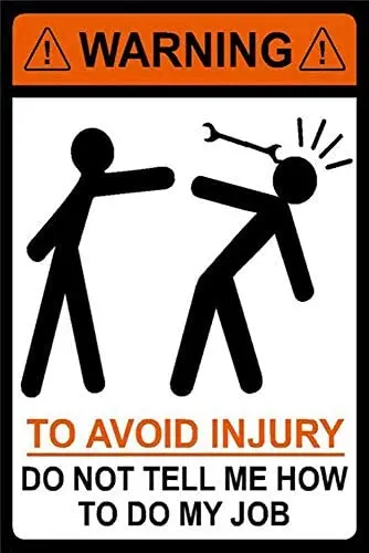 

Warning to Avoid Injury Tin Retro Sign Vintage Metal Poster Plaque Art Hanging Wall Decoration Yard Cafe Bar Pub Club 8X12 Inch