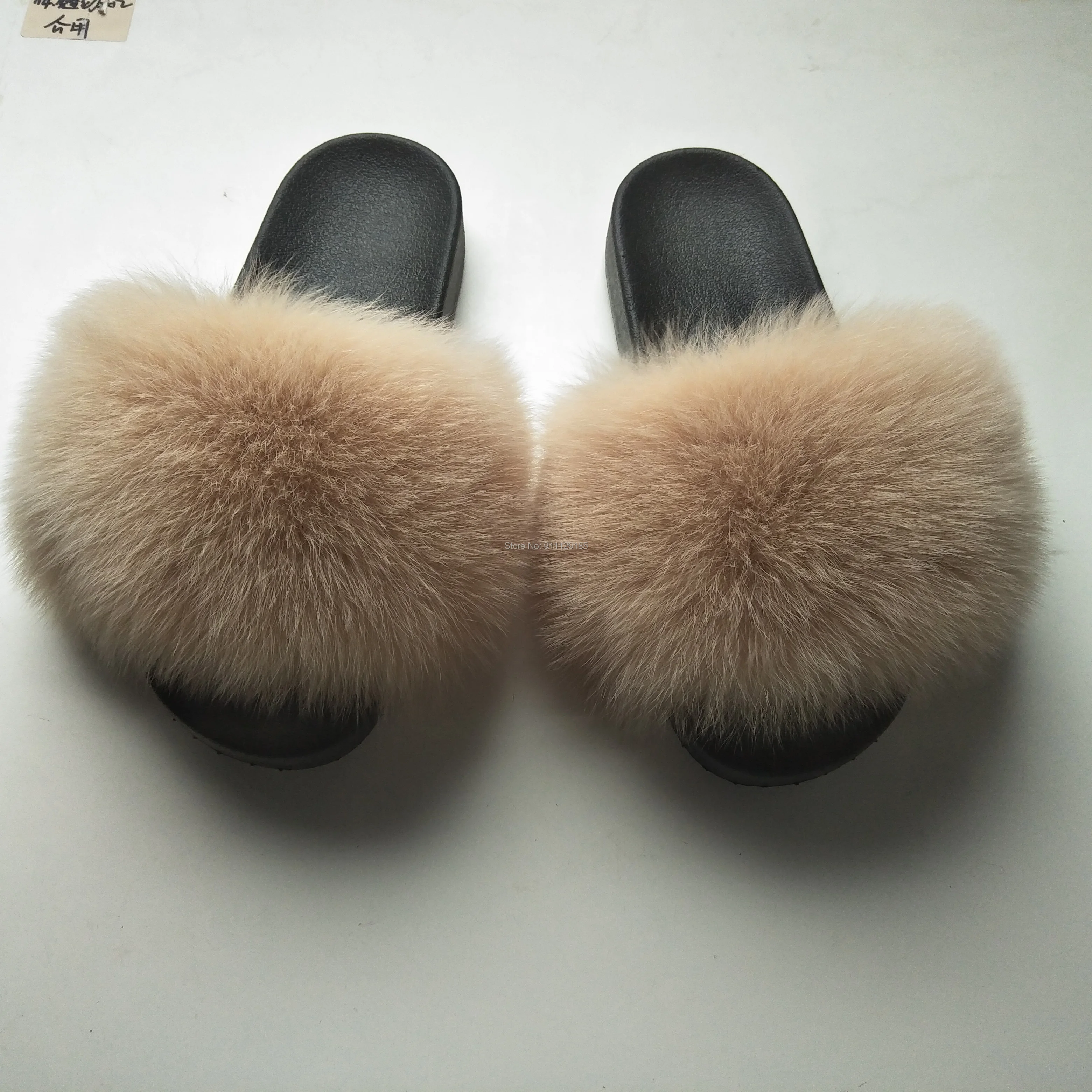 

Women Furry Ladies Shoes Cute Plush Fox Hair Fluffy Sandals Fur Slippers
