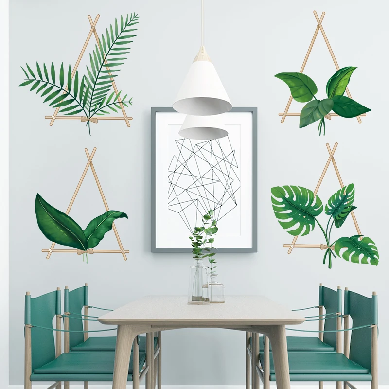 

Настенные стикеры нордическое зеленое растение, декор для гостиной, спальни, креативная Наклейка на окно, самоклеящиеся наклейки для стен, ...