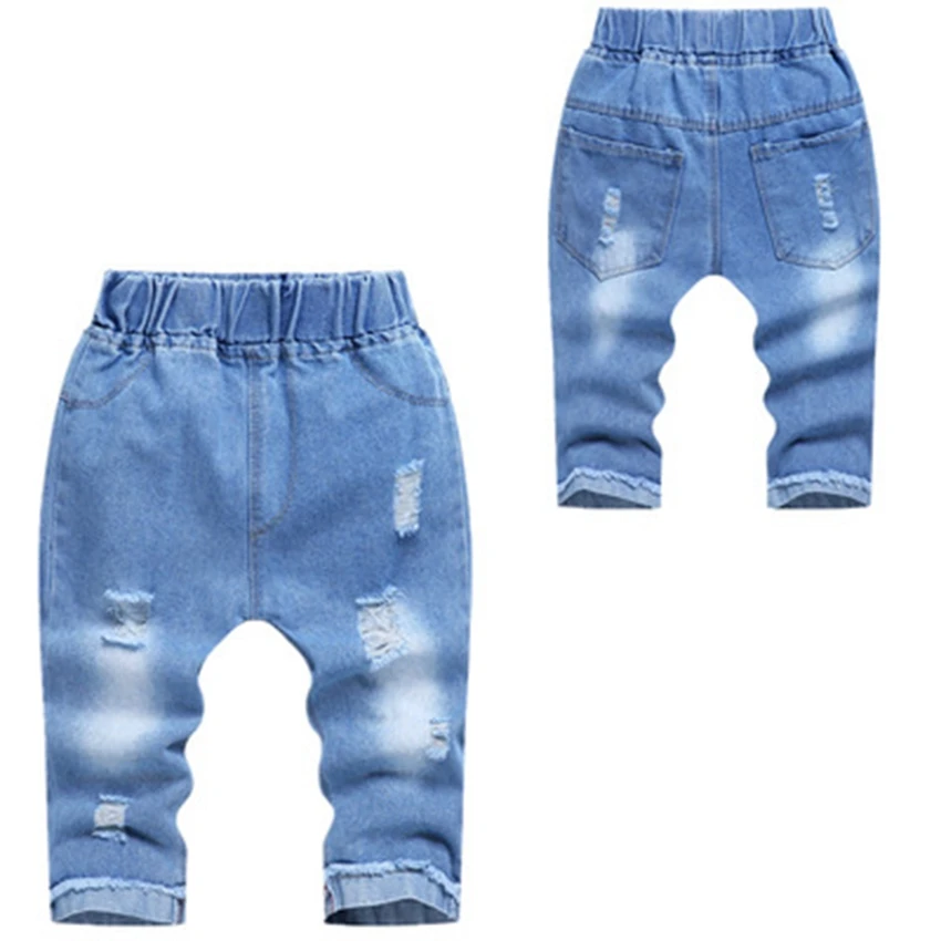Детская одежда летние джинсы для мальчиков детские брюки средней длины в