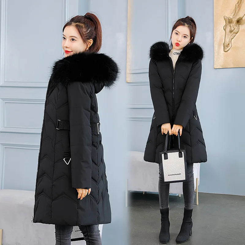 Winter Clothes Clothing for Women 2021 Winter New Mid-length Slim-fitting with Large Fur Collar Down Padded Jacket