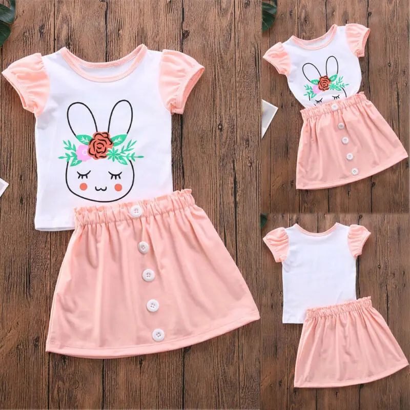 Новое поступление топы для маленьких девочек с пасхальным Кроликом юбка пачка