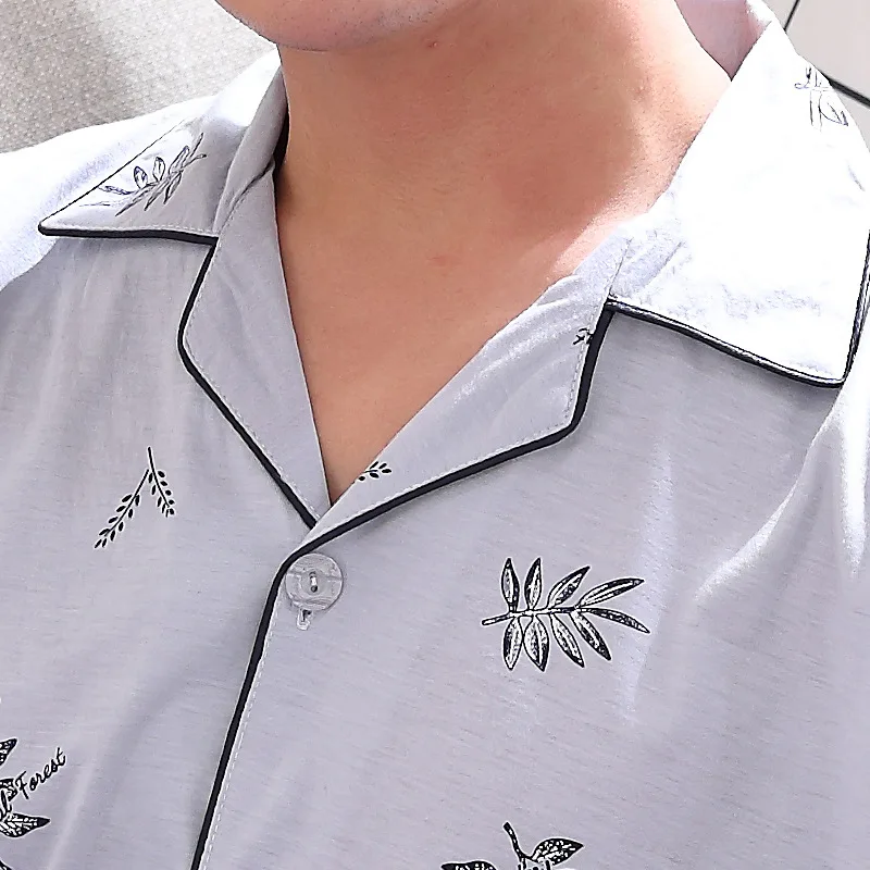 Пижамный комплект Мужской Хлопковый рубашка для отдыха и сна штаны дома