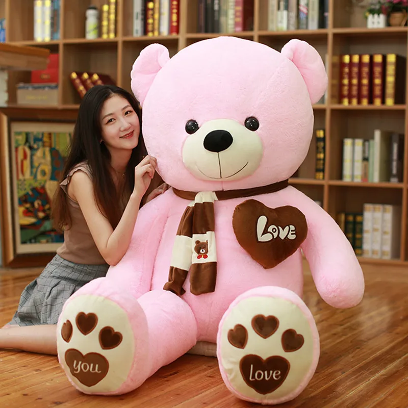

High Quality 80CM 4 Colors Teddy Bear With Scarf Stuffed Animals Bear Plush Toys Teddy Bear Doll Lovers Birthday Baby Gift