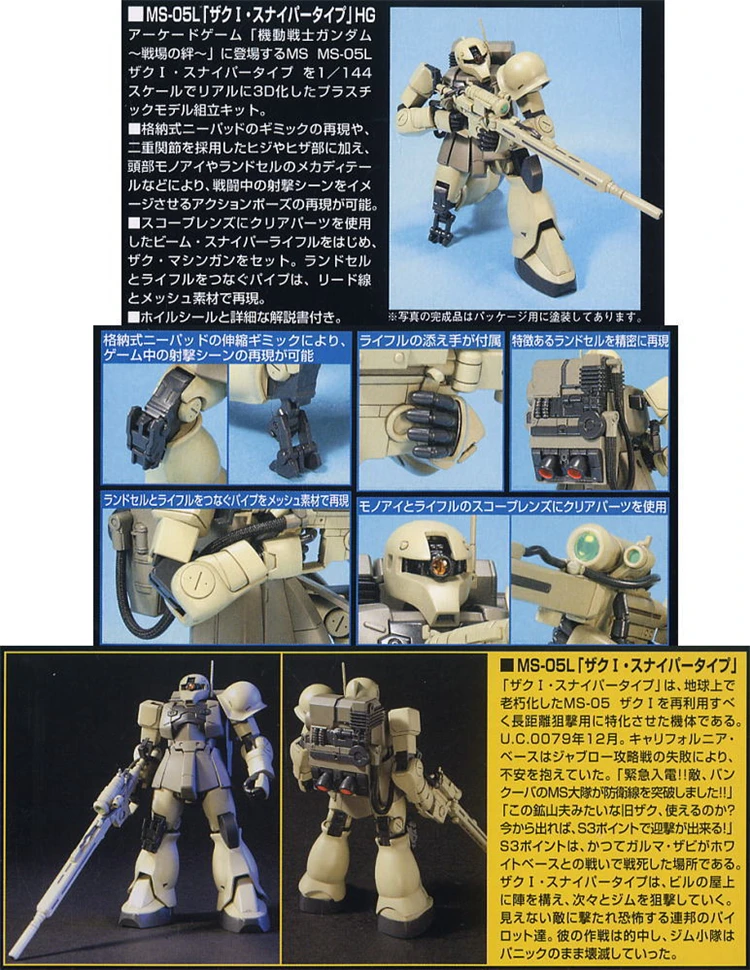 Сборка HG HGUC 071 1/144 Zaku I MS-05L Zhagu I снайперский Тип Гандам