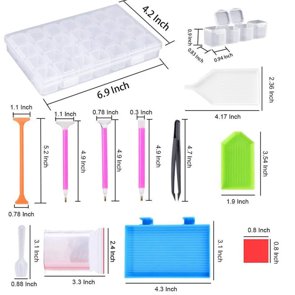 

5D DIY Diamond Painting Tools Kit Portable 43pcs Embroidery Painting Art Accessories Set for Adults or Kids