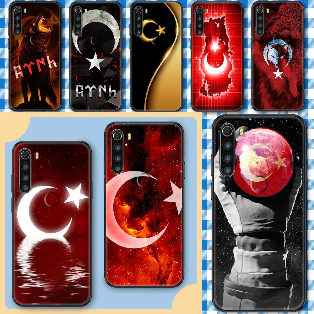 Турецкий флаг чехол для телефона Xiaomi Redmi Note 7 8 9 10 7A 8T 9A 9T 9S 10S Pro черный