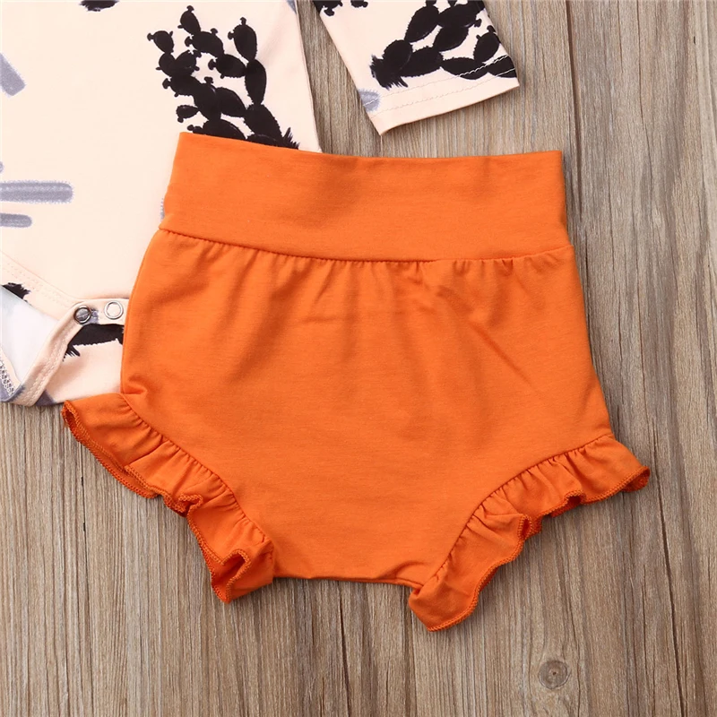 Милый детский комплект одежды для маленьких девочек комбинезон с кактусами