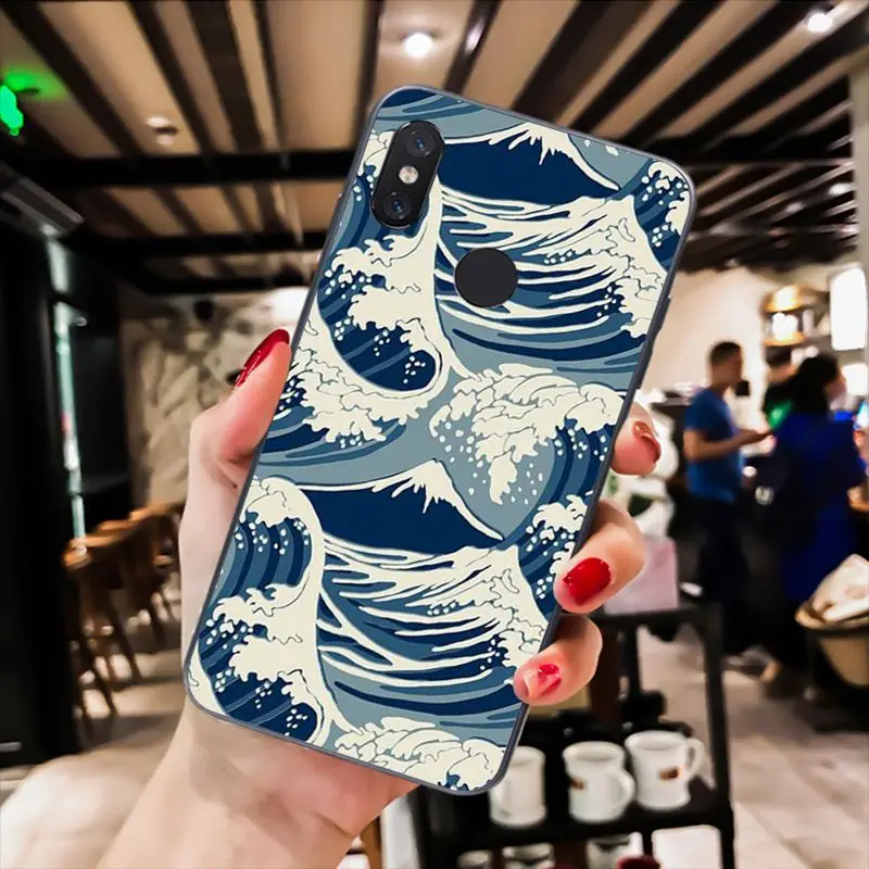 Классический чехол для телефона MaiYaCa Wave Art Japanese Green Illust Xiaomi mi5 6 A1 A2 Lite Mi9 9SE mi8lite F1 Mix2 2S