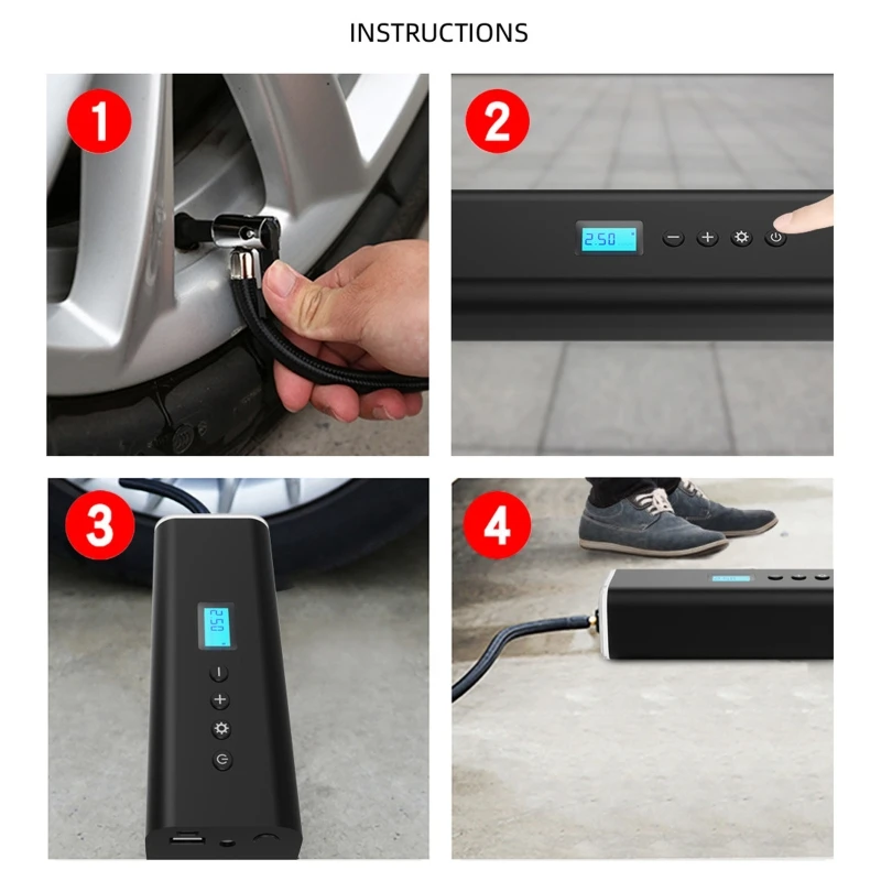 melhor Mole 150psi Usb Recarregável Mini Elétrico Sem Fio Sem Fio Compressor De Ar Da Bicicleta Bolas Pneu Inflator Portátil Lcd Digital Carro