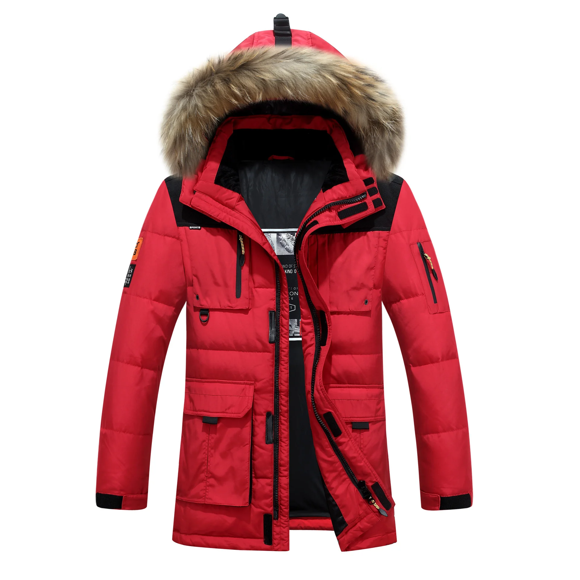 Thicken Men's Down Jacket With Big Fur Collar Warm Parka -20 Degrees Men Casual Waterproof Winter Snow Overcoat Coat Size 3XL