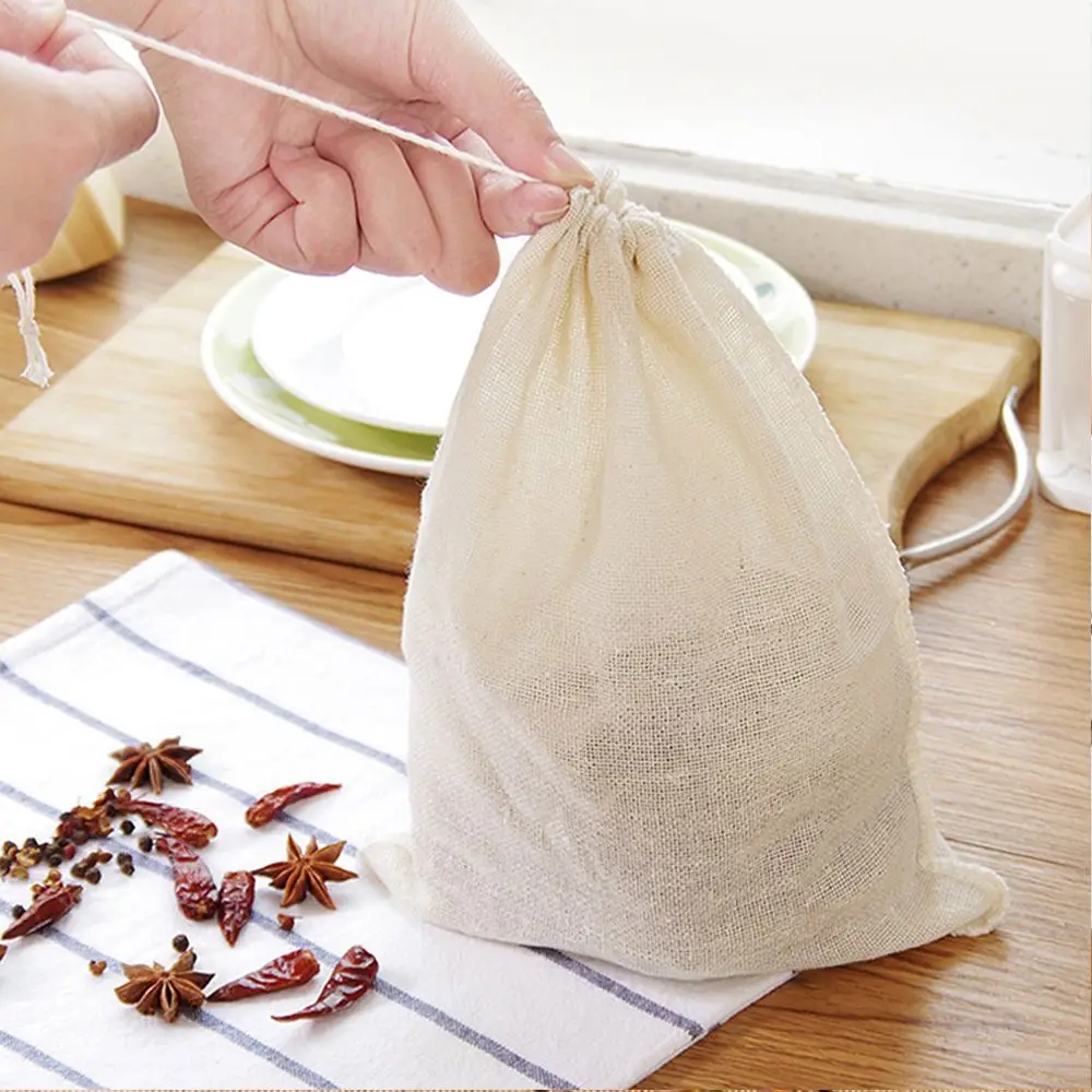 

1/3/5PCS Reusable Tea Coffee Food Colander Slag Bags Nut Milk Wine Strainer Strainer Mesh Cotton Filter Bag