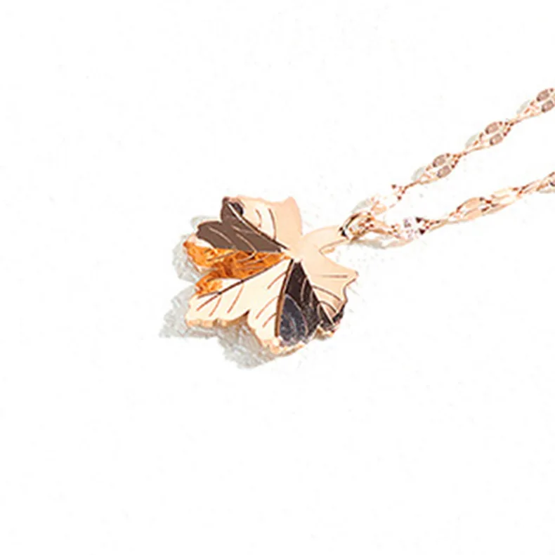 

Stainless Steel Women Necklaces Pendants Chain Maple Leaf Beautiful Rose Gold for Girlfriend Jewelry Creativity Gift Wholesale